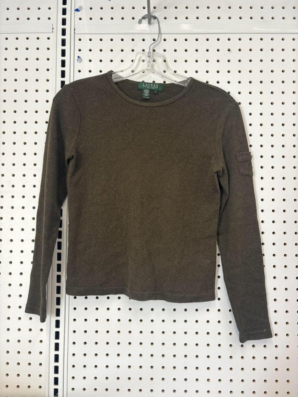 Lauren Ralph Lauren Petite Brown Long Sleeve Cotton Shirt P/P